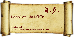 Mechler Jolán névjegykártya