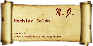 Mechler Jolán névjegykártya